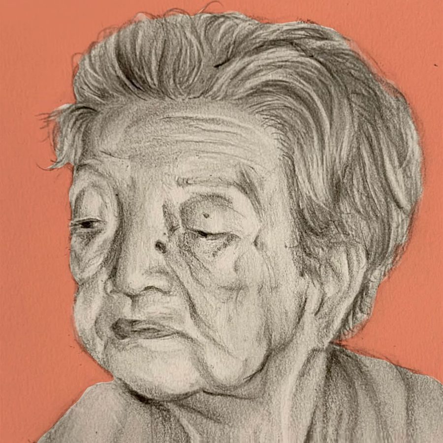 Pencil portrait of a senior participant