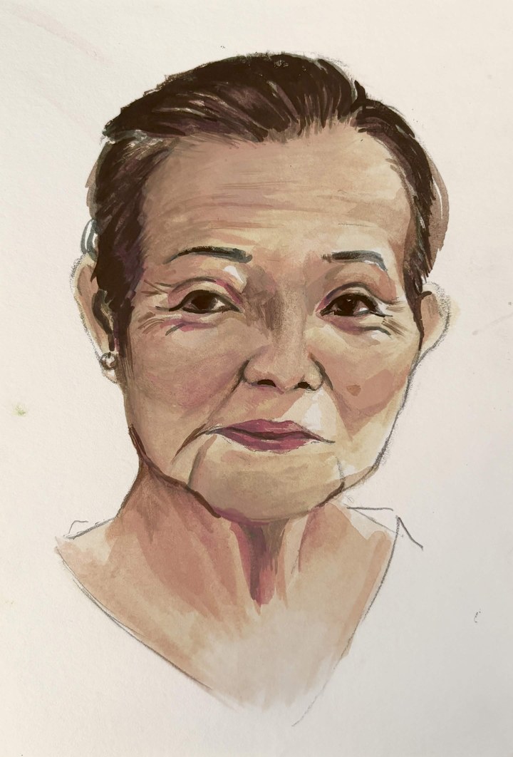 Hand-drawn portrait of Ah Mary