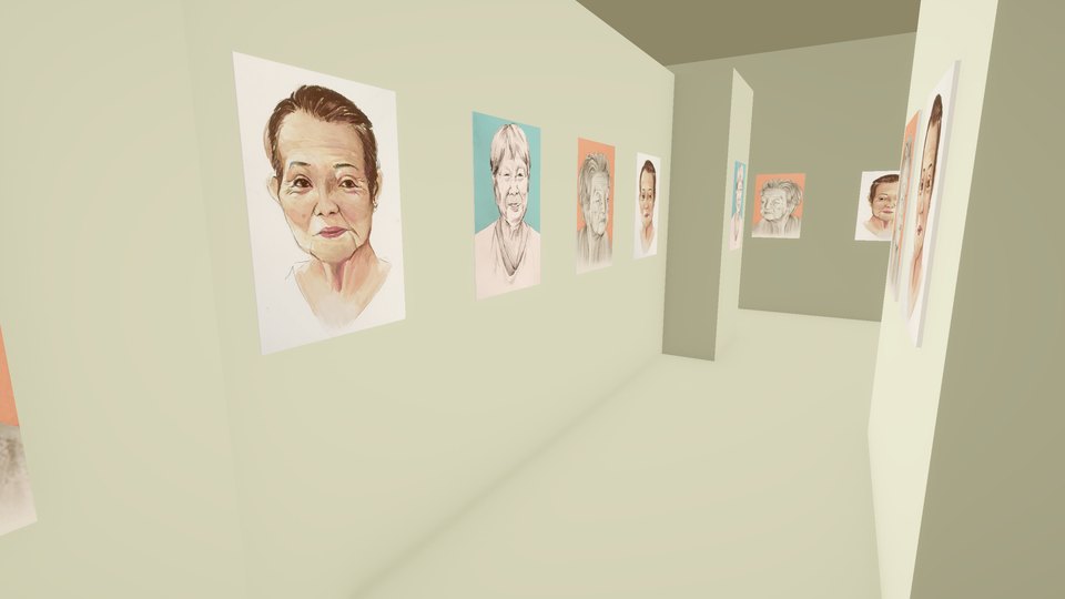 Portraits displayed together in a gallery for loved ones to see